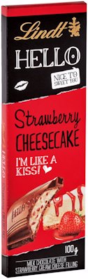 LINDT HELLO STRAWBERRY CHEESE CAKE SLAB 100GR