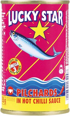 LUCKY STAR PILCHARDS IN HOT CHILLI SAUCE 155G