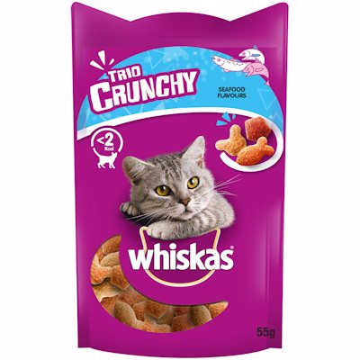 WHISKAS TRIO CRUNCHY SEAFOOD FLAVOURS 55G
