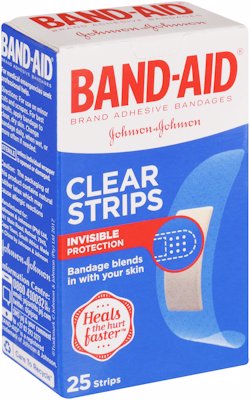 BAND AID CLEAR STRIPS 25'S