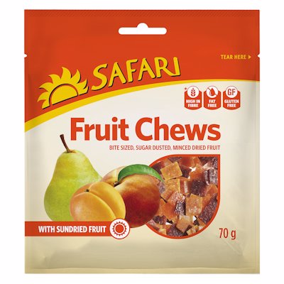SAFARI SUNDRIED FRUIT CHEWS 70GR