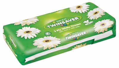 TWINSAVER TISSUES WHITE 2 PLY SOFT PACK 90'S