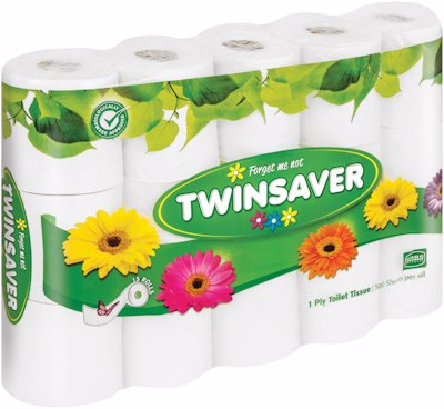 TWINSAVER T/ROLL 1PLY WHITE 15'S