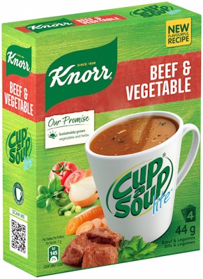 KNORR CUP A SOUP BEEF & VEGETABLE LITE 4'S
