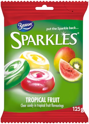 BEACON SPARKLES TROPICAL FRUIT FLAVOURS 125G