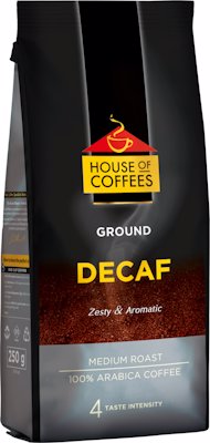 HOUSE OF COFFEES GROUND DECAF 250GR
