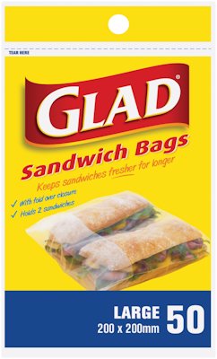GLAD SANDWICH BAGS LARGE 50'S