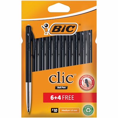 BIC CLIC BLACK 6+4 10'S