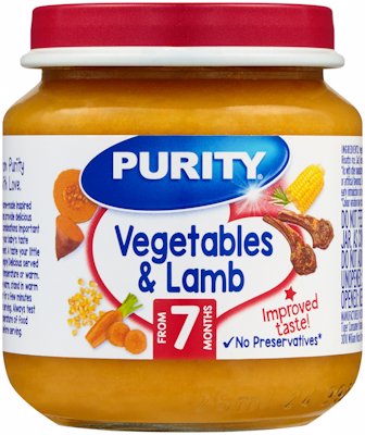 PURITY 2ND FOODS VEGETABLES & LAMB 125ML