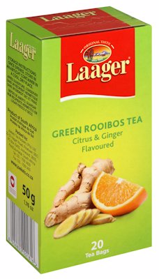 LAAGER ROOIBOS GREEN CITRUS & GINGER TEA 20'S