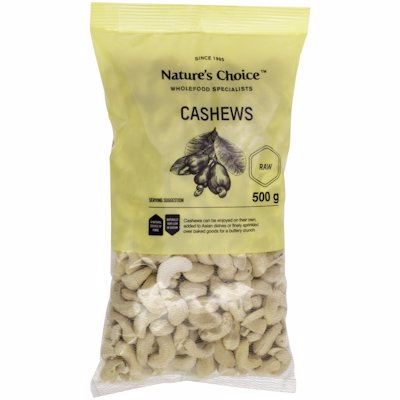 NATURE'S CHOICE RAW CASHEW NUTS 500GR