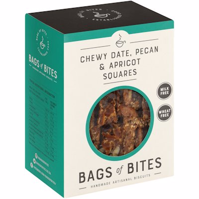 BAGS OF BITES DATE PECAN & APRICOT SQUARES 230G