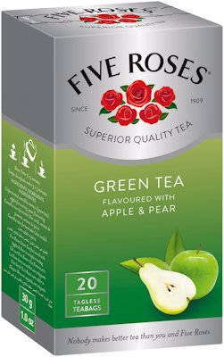 FIVE ROSES GREEN TEA  APPLE 20'S