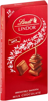 LINDT LINDOR MILK CHOCOLATE SINGLES 100G