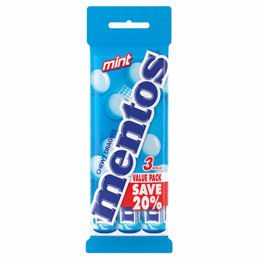 MENTOS CHEWY MINT 3'S 38GR