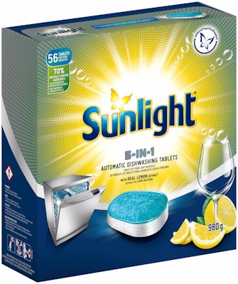 SUNLIGHT AUTO DISHWASHER TABLETS 5 IN 1 56'S